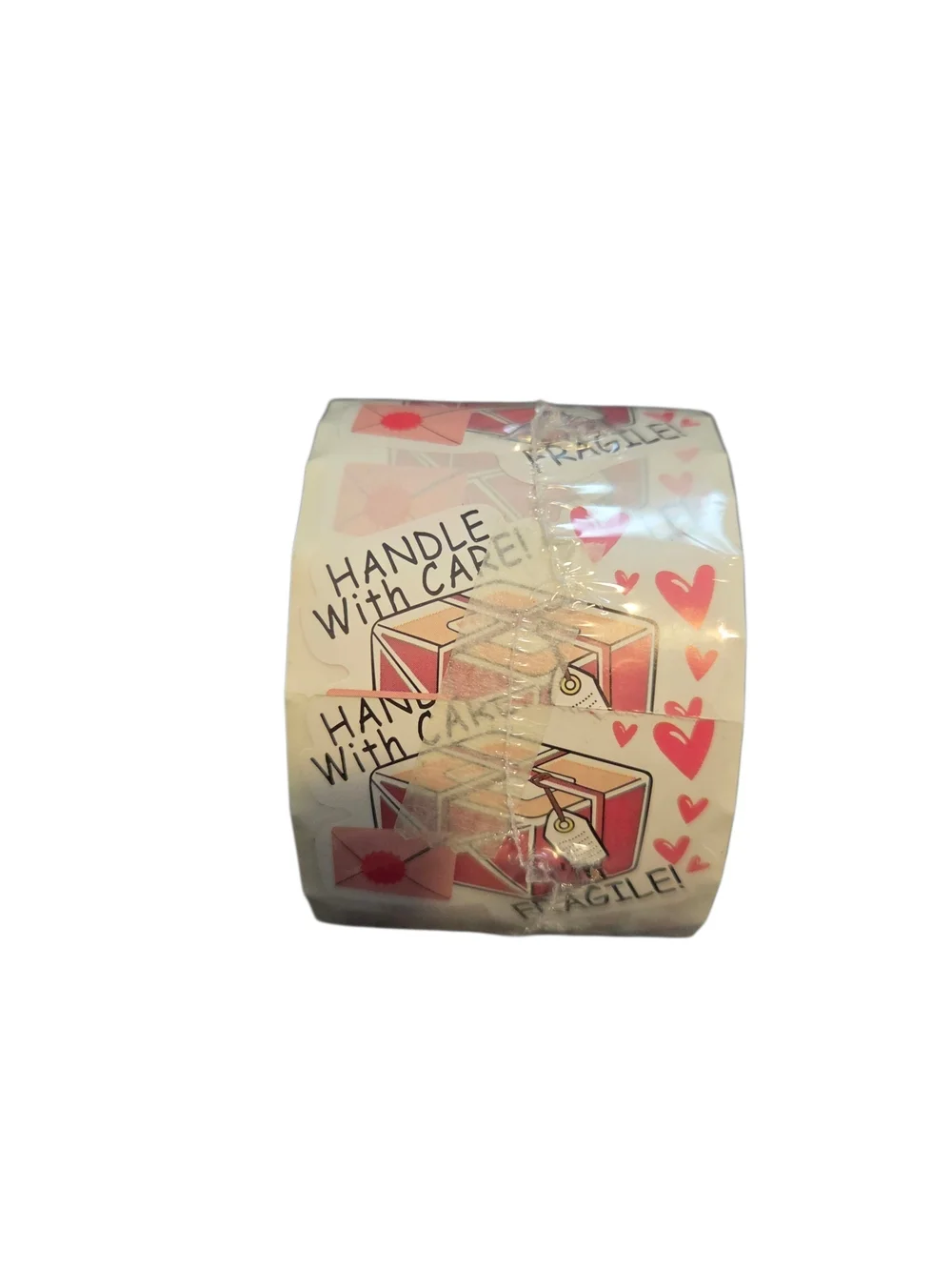 Handle With Care Fragile Heart Shipping Stickers - Pink